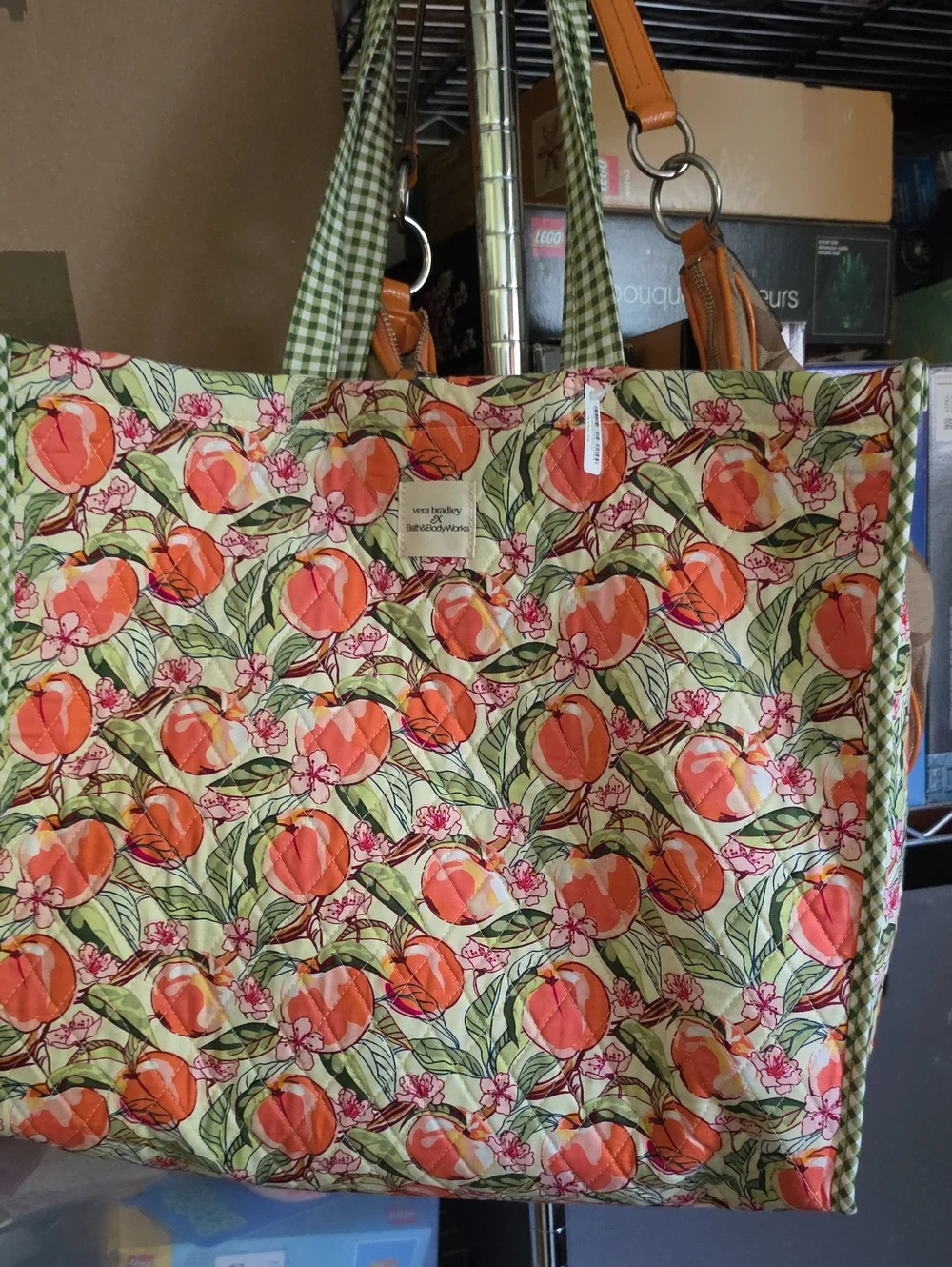 Vera Bradley Quilted Peach Blossom Tote - Orange, Green, Pink